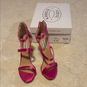 Steve Madden Feelya Fuchsia Satin Strappy Heels